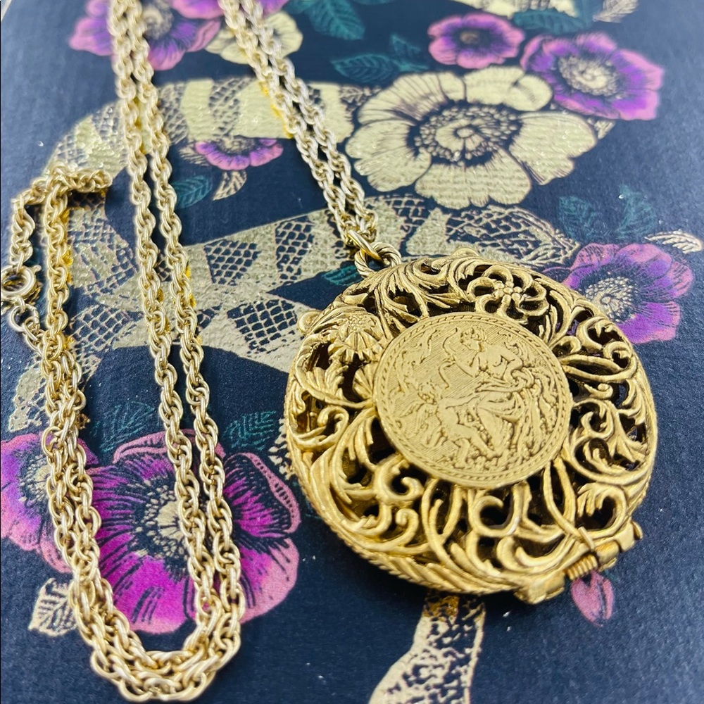 Vintage Venus & Cupid Victorian Pocket Watch Style Pendant